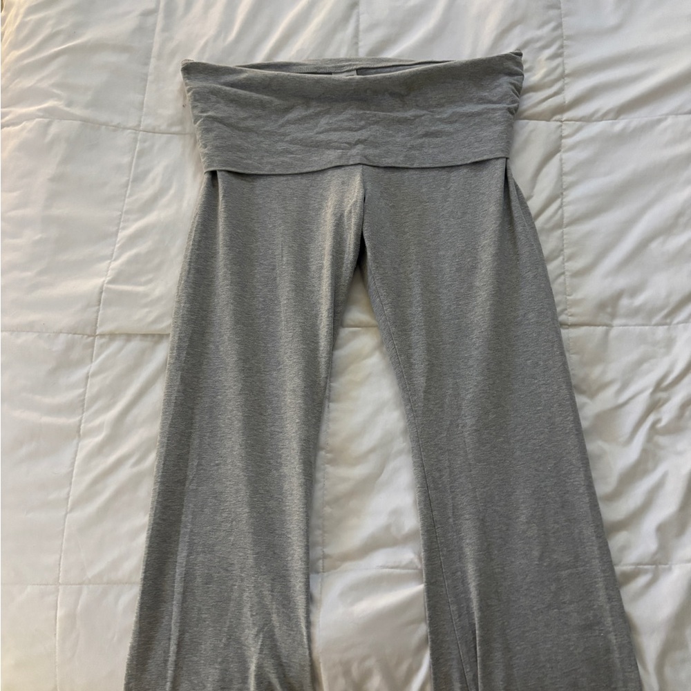 Gray Fold-Over Waist Yoga Pants